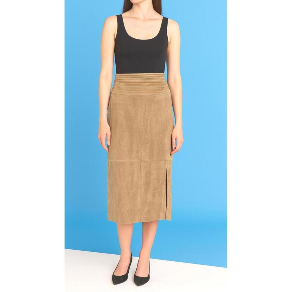 NORTON MCNAUGHTON Vintage Beige Suede feel Women's Midi‎ Skirt NWT $44 size 20W